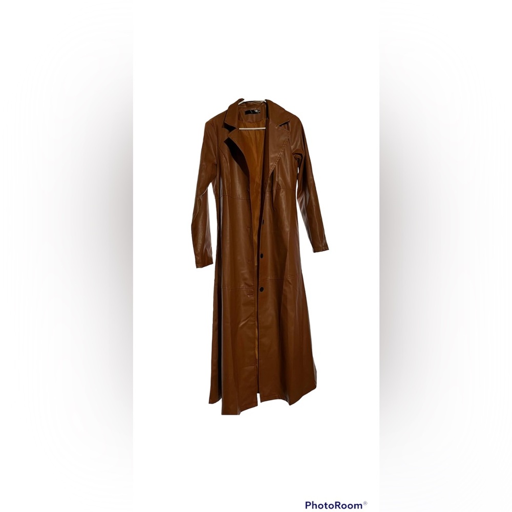 Pu Faux Leather long trench coat light weight